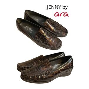 Jenny by Ara Loafer Shoes Women SZ 7/UK4.5M Phoebe Brown Patent Leather -German